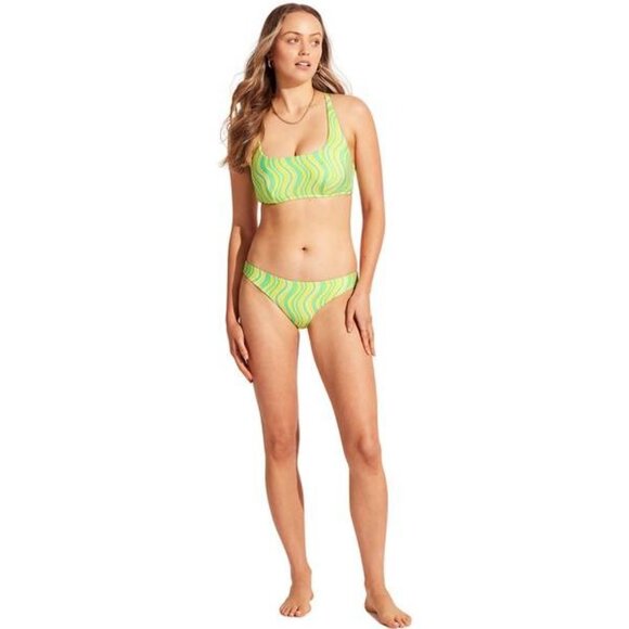 Seafolly Mod Squad Hipster Bikini Bottoms Lime Burst Womens Swimwear Size 8-12 N - Picture 3 of 7